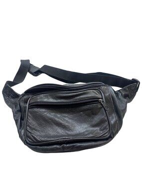 Fanny Pack Belt Bag Waist Bumbag Preowned Black Leather